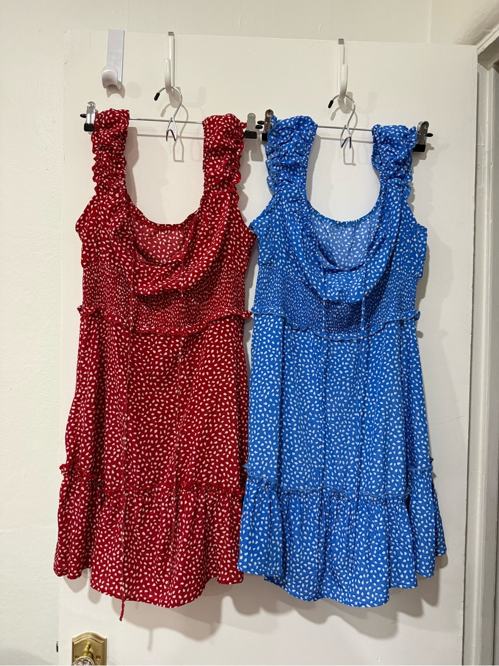 Polka Dot Ruffle Sundress - Red and Royal Blue